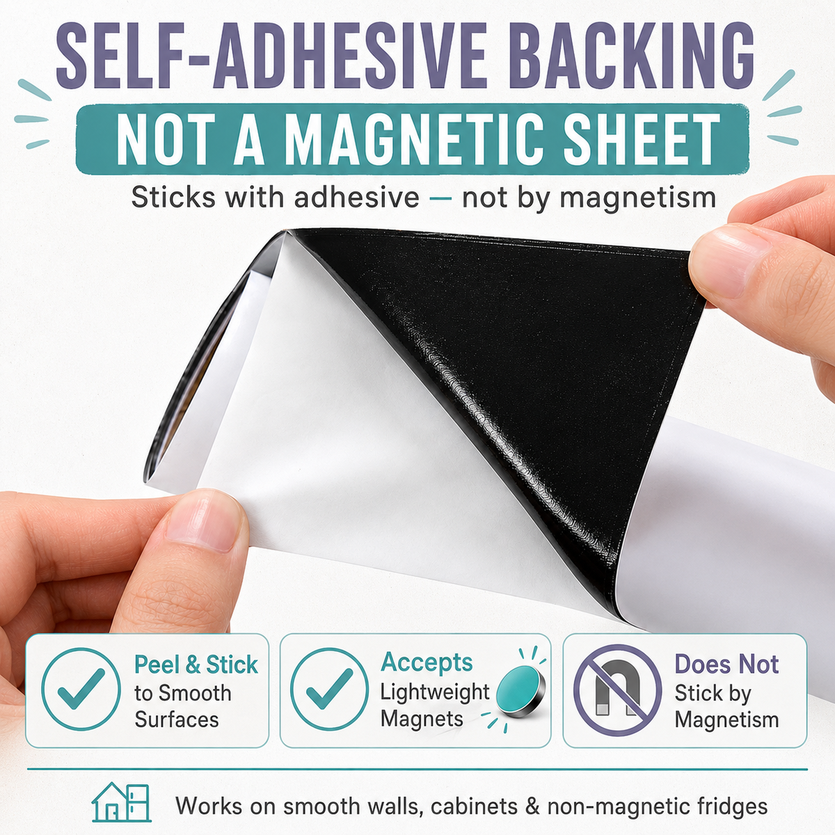HEATPOMELO Multi-Size Peel-and-Stick Magnetic Dry Erase Board Sticker - Self-Adhesive Whiteboard Sheet, Erase-Easy Office Presentation Supply for Home/Office, Metal Surfaces Compatible with Starter Kit Included