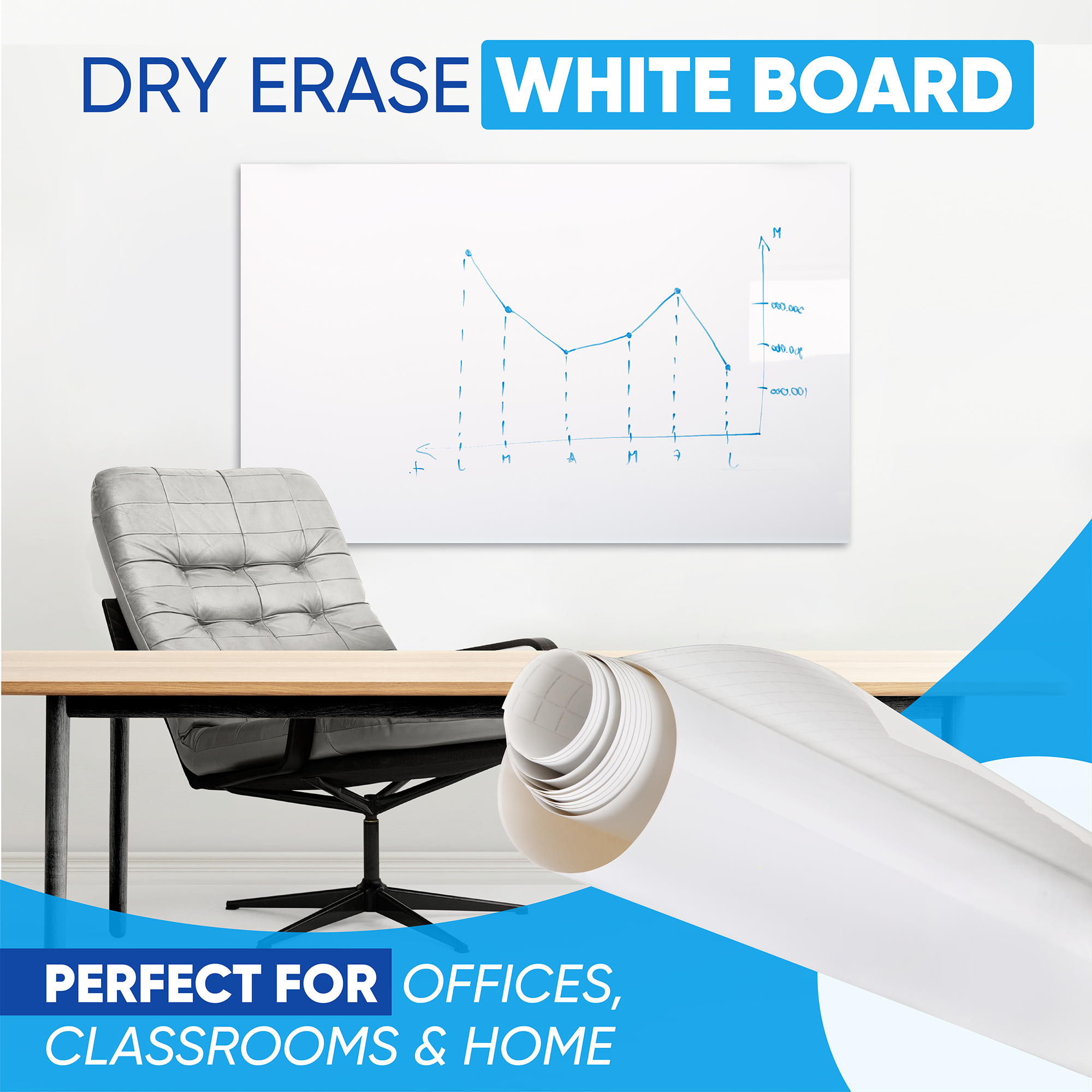 Whiteboard Sticker for Wall, 120" x 18" No Ghosting Peel and Stick Dry Erase White Board Roll, Stain-Proof Self-Adhesive Whiteboard Paper for Home, Office, Classroom