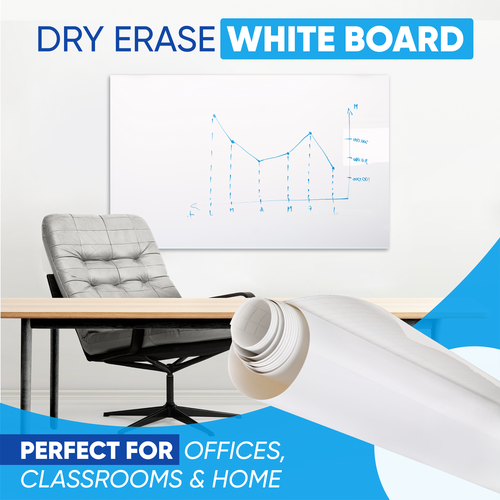 Whiteboard Sticker for Wall, 120" x 18" No Ghosting Peel and Stick Dry Erase White Board Roll, Stain-Proof Self-Adhesive Whiteboard Paper for Home, Office, Classroom
