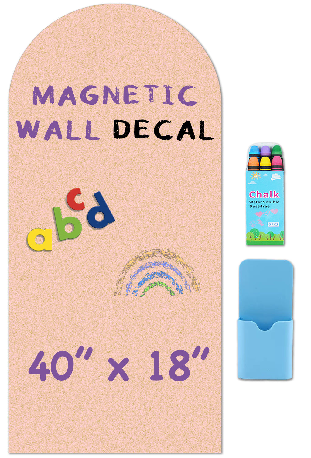Arch Magnetic Wall Decal - 40" x 18" Matte Finish Chalkboard Sticker for Wall - Magnetic Board for Home