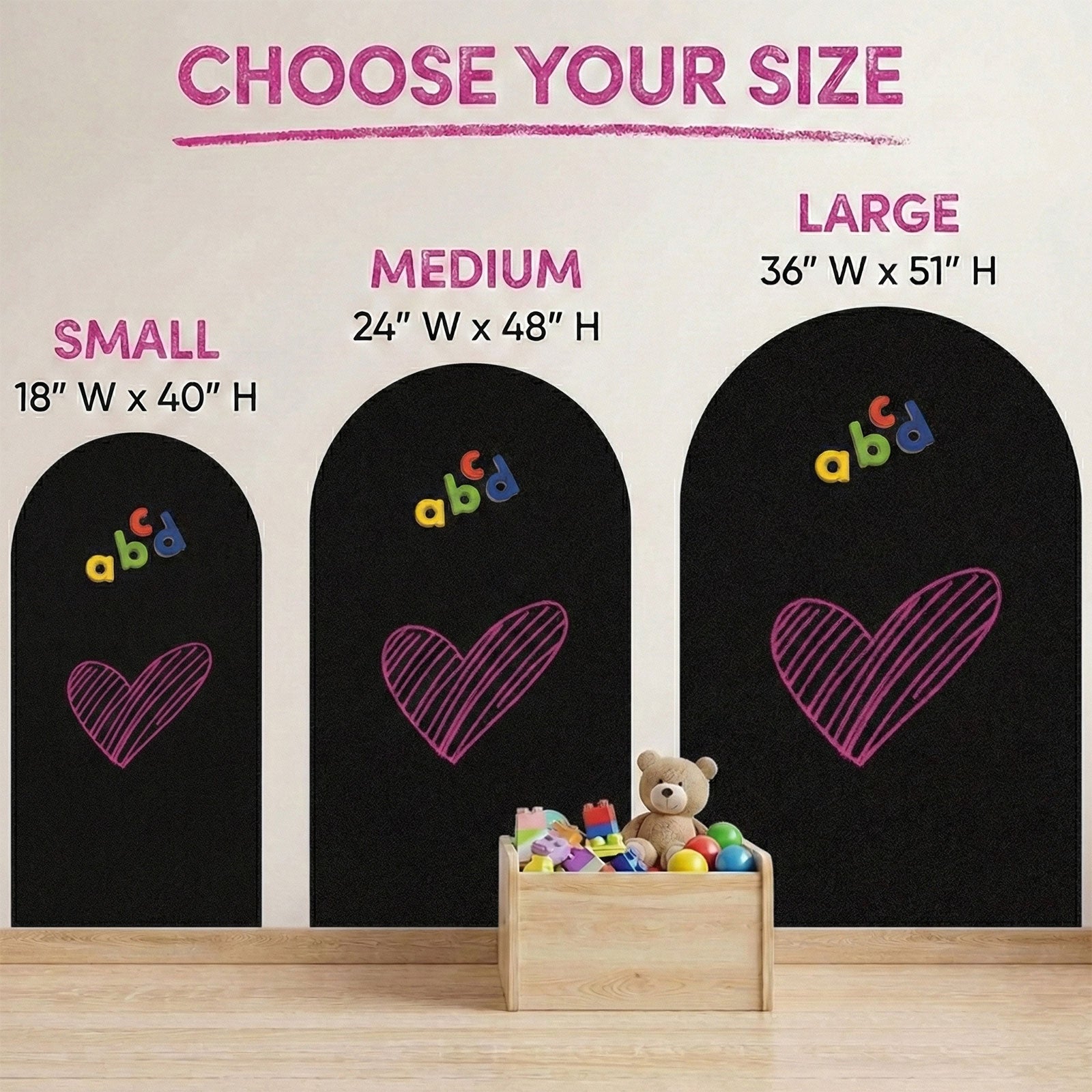 Arch Magnetic Wall Decal - 40" x 18" Matte Finish Chalkboard Sticker for Wall - Magnetic Board for Home
