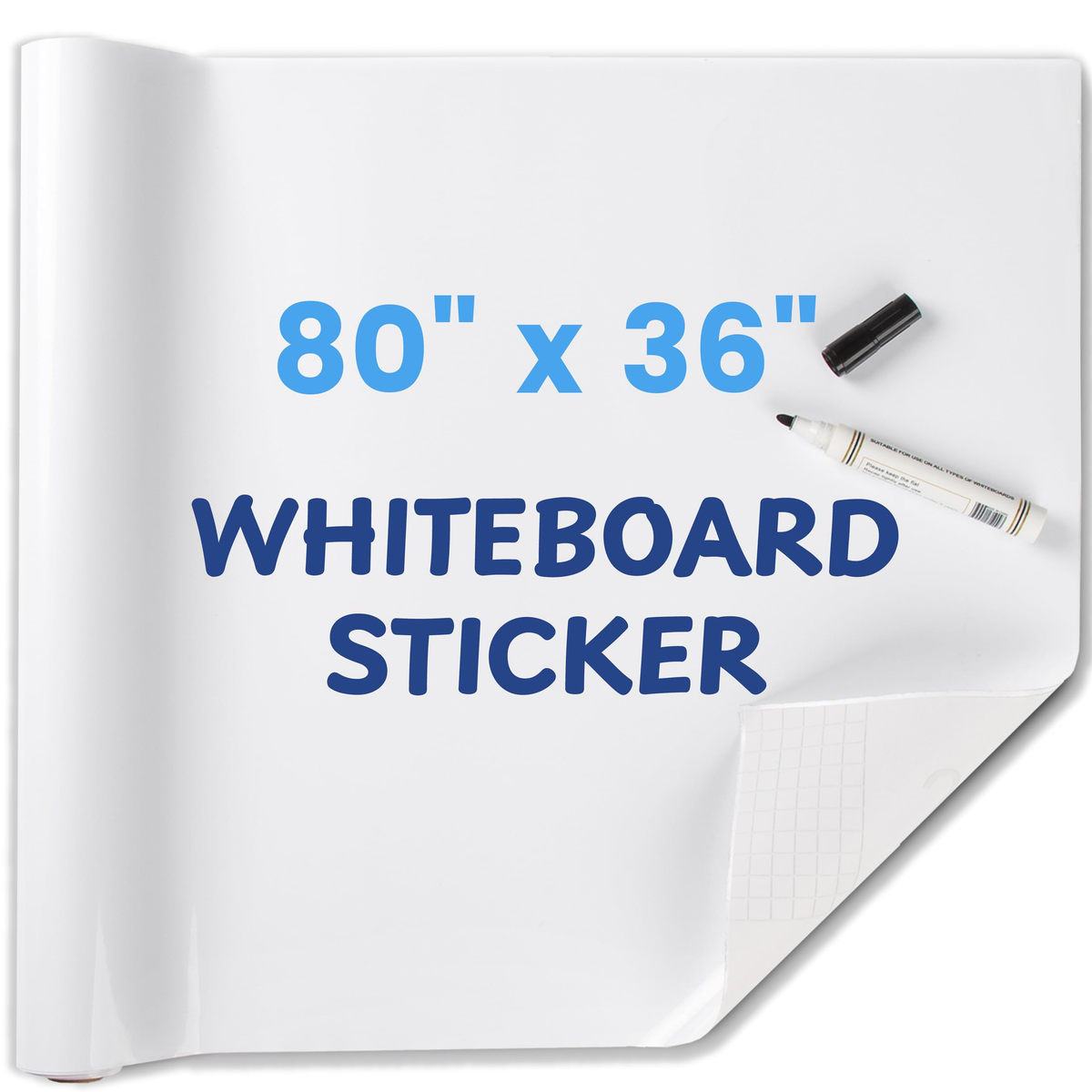 HEATPOMELO Self-Stick Dry Erase WhiteboardRoll Sticker - Roll Format, No Ghosting, Stain-Proof, Smooth Wall Surfaces Compatible -Office Presentation Supply for Home/OfficeUse (Works with Dry Erase Markers)