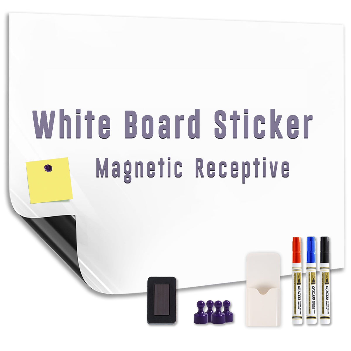 HEATPOMELO Multi-Size Peel-and-Stick Magnetic Dry Erase Board Sticker - Self-Adhesive Whiteboard Sheet, Erase-Easy Office Presentation Supply for Home/Office, Metal Surfaces Compatible with Starter Kit Included