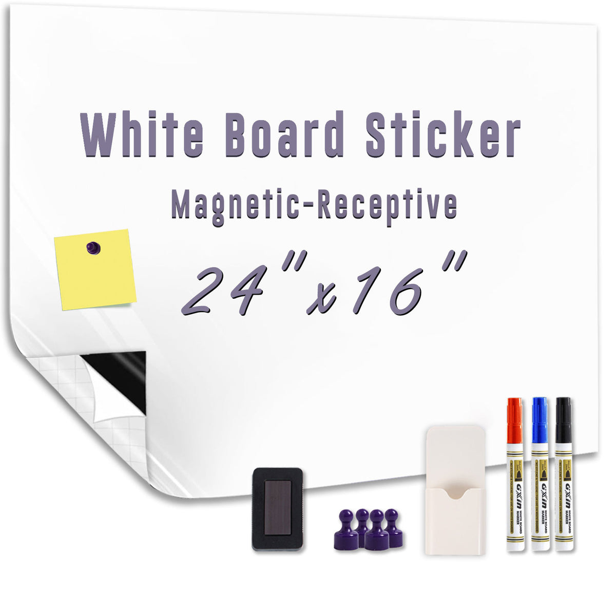 HEATPOMELO Multi-Size Peel-and-Stick Magnetic Dry Erase Board Sticker - Self-Adhesive Whiteboard Sheet, Erase-Easy Office Presentation Supply for Home/Office, Metal Surfaces Compatible with Starter Kit Included