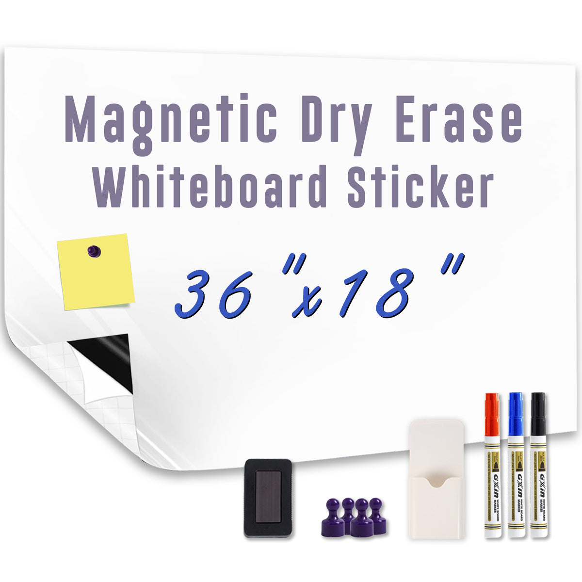 HEATPOMELO Multi-Size Peel-and-Stick Magnetic Dry Erase Board Sticker - Self-Adhesive Whiteboard Sheet, Erase-Easy Office Presentation Supply for Home/Office, Metal Surfaces Compatible with Starter Kit Included