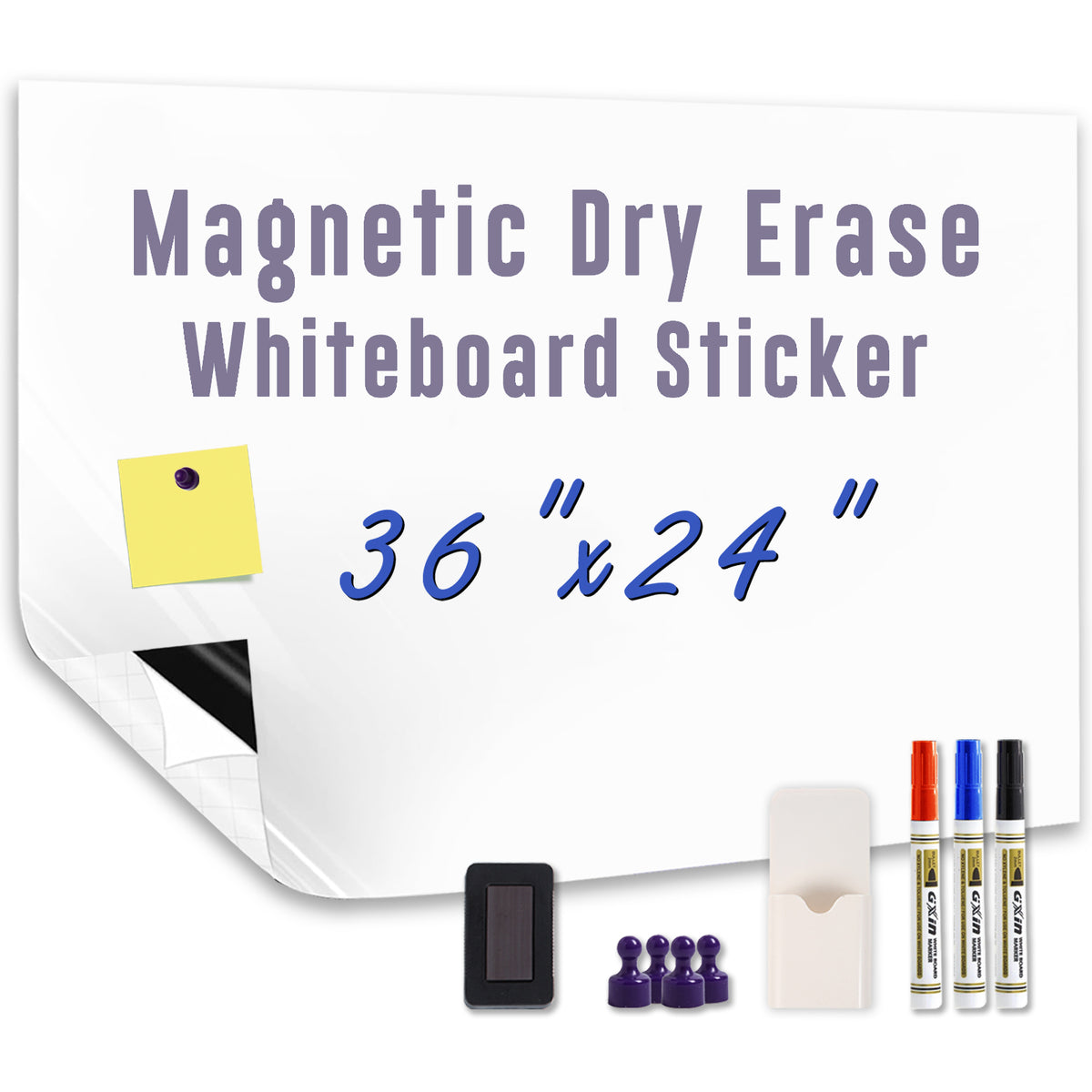 HEATPOMELO Multi-Size Peel-and-Stick Magnetic Dry Erase Board Sticker - Self-Adhesive Whiteboard Sheet, Erase-Easy Office Presentation Supply for Home/Office, Metal Surfaces Compatible with Starter Kit Included