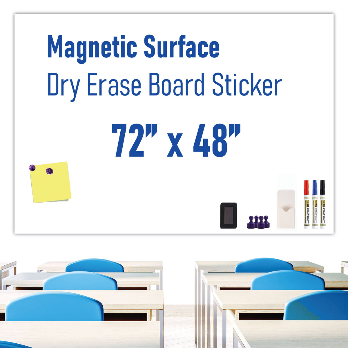 HEATPOMELO Multi-Size Peel-and-Stick Magnetic Dry Erase Board Sticker - Self-Adhesive Whiteboard Sheet, Erase-Easy Office Presentation Supply for Home/Office, Metal Surfaces Compatible with Starter Kit Included