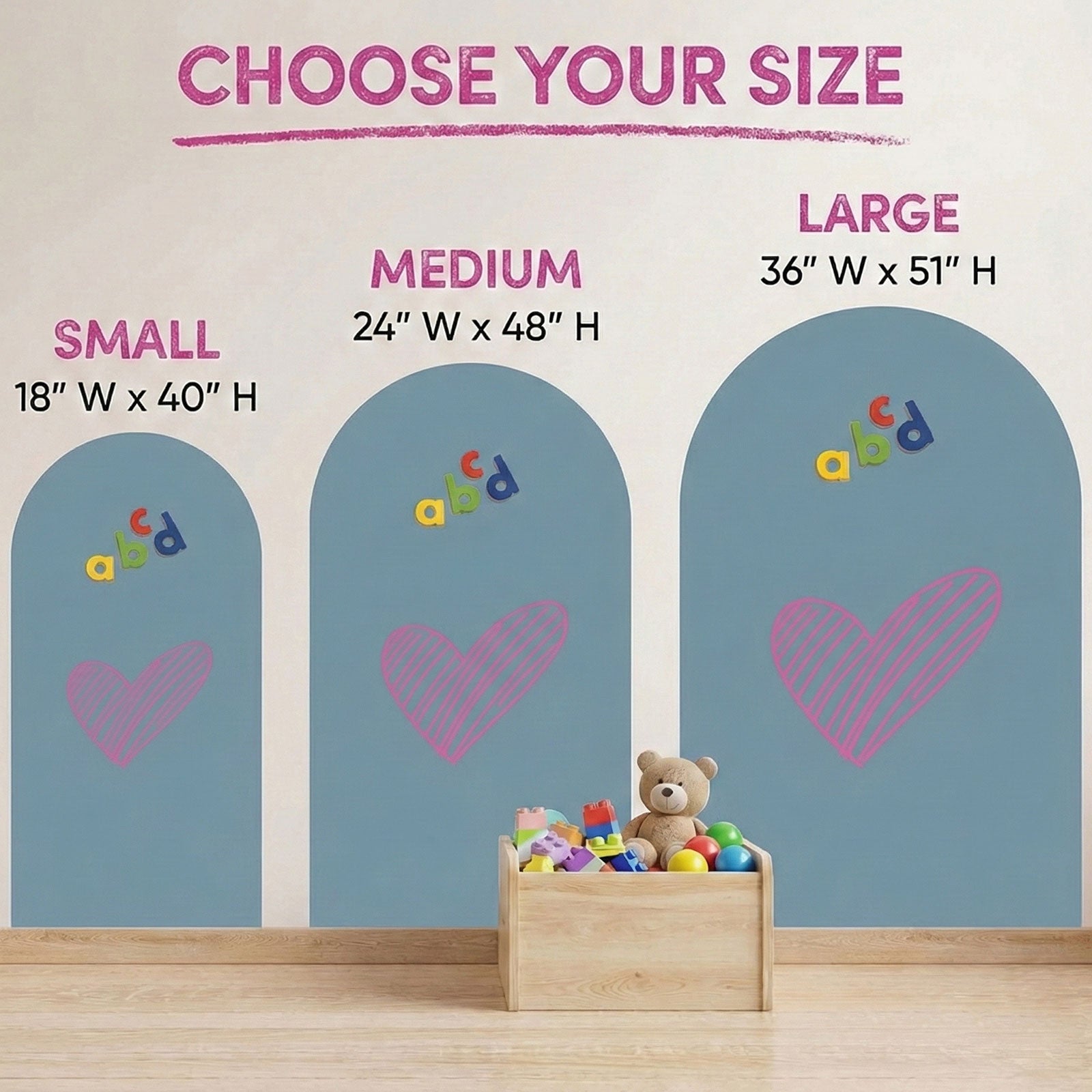 Arch Magnetic Wall Decal - 40" x 18" Matte Finish Chalkboard Sticker for Wall - Magnetic Board for Home
