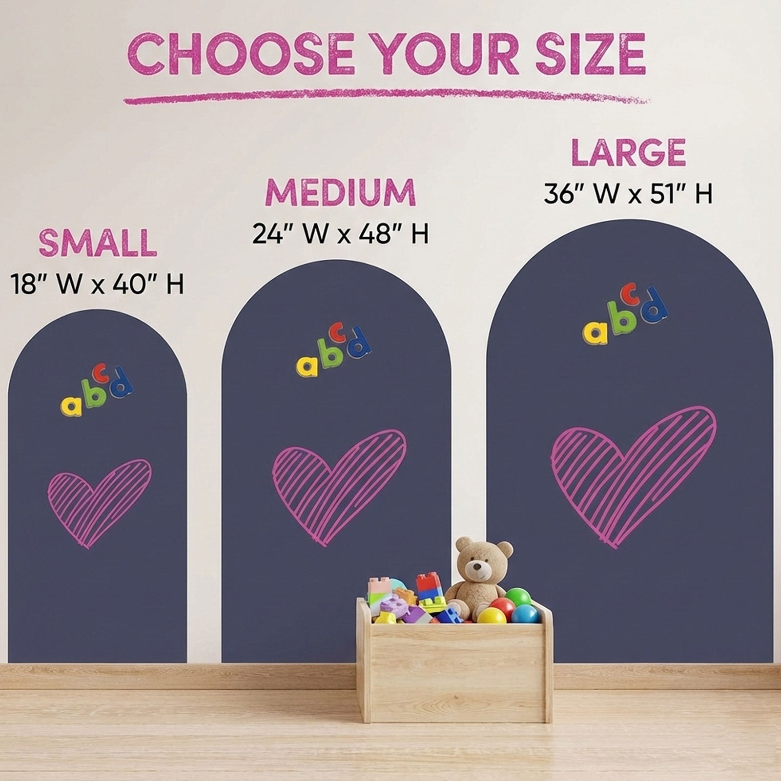Arch Magnetic Wall Decal - 40" x 18" Matte Finish Chalkboard Sticker for Wall - Magnetic Board for Home